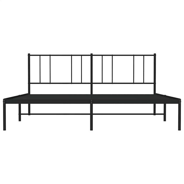 vidaXL Metal Bed Frame without Mattress with Headboard Black 193x203cm