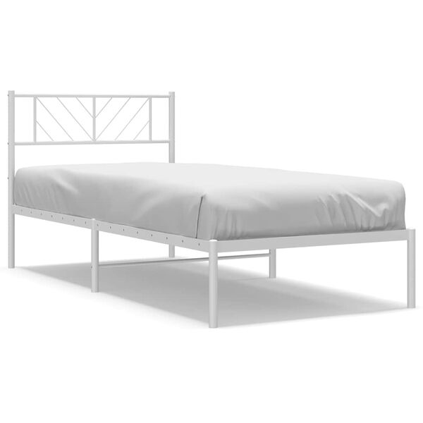 vidaXL Metal Bed Frame without Mattress with Headboard White 100x190cm