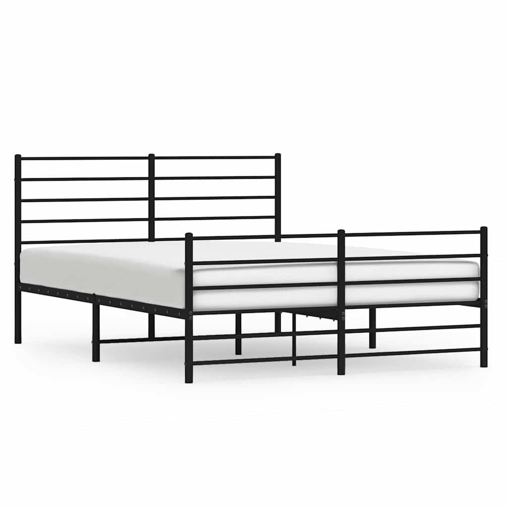 vidaXL Metal Bed Frame without Mattress with Footboard Black 150x200cm