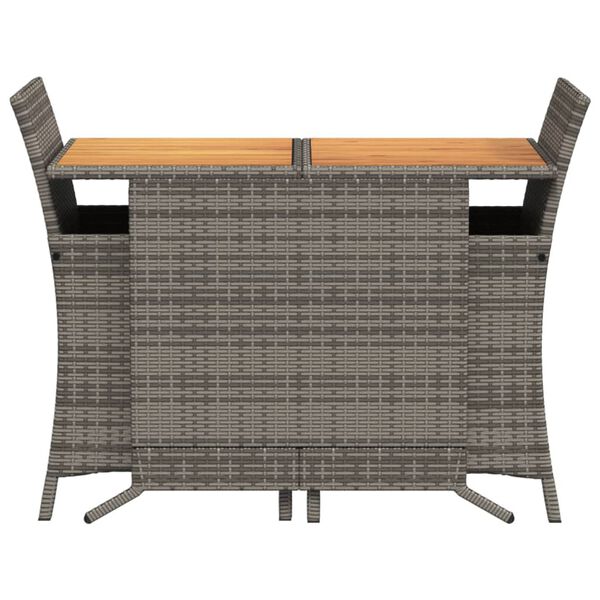 vidaXL 3 Piece Bistro Set with Cushions Grey Poly Rattan