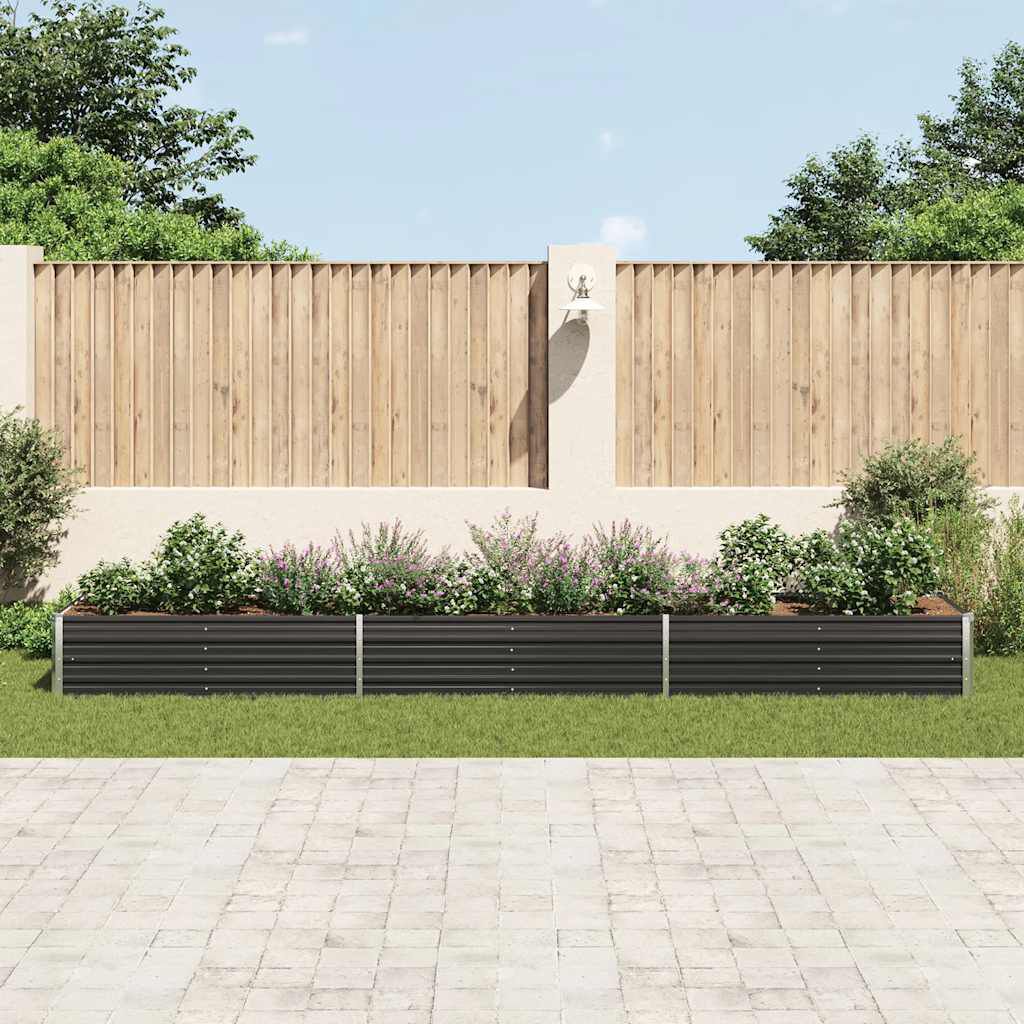 vidaXL Garden Raised Bed Galvanised Steel 480x80x45 cm Anthracite