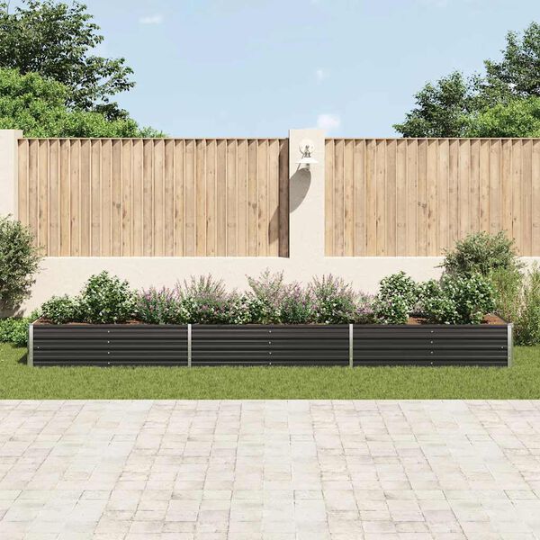 vidaXL Garden Raised Bed Galvanised Steel 480x80x45 cm Anthracite