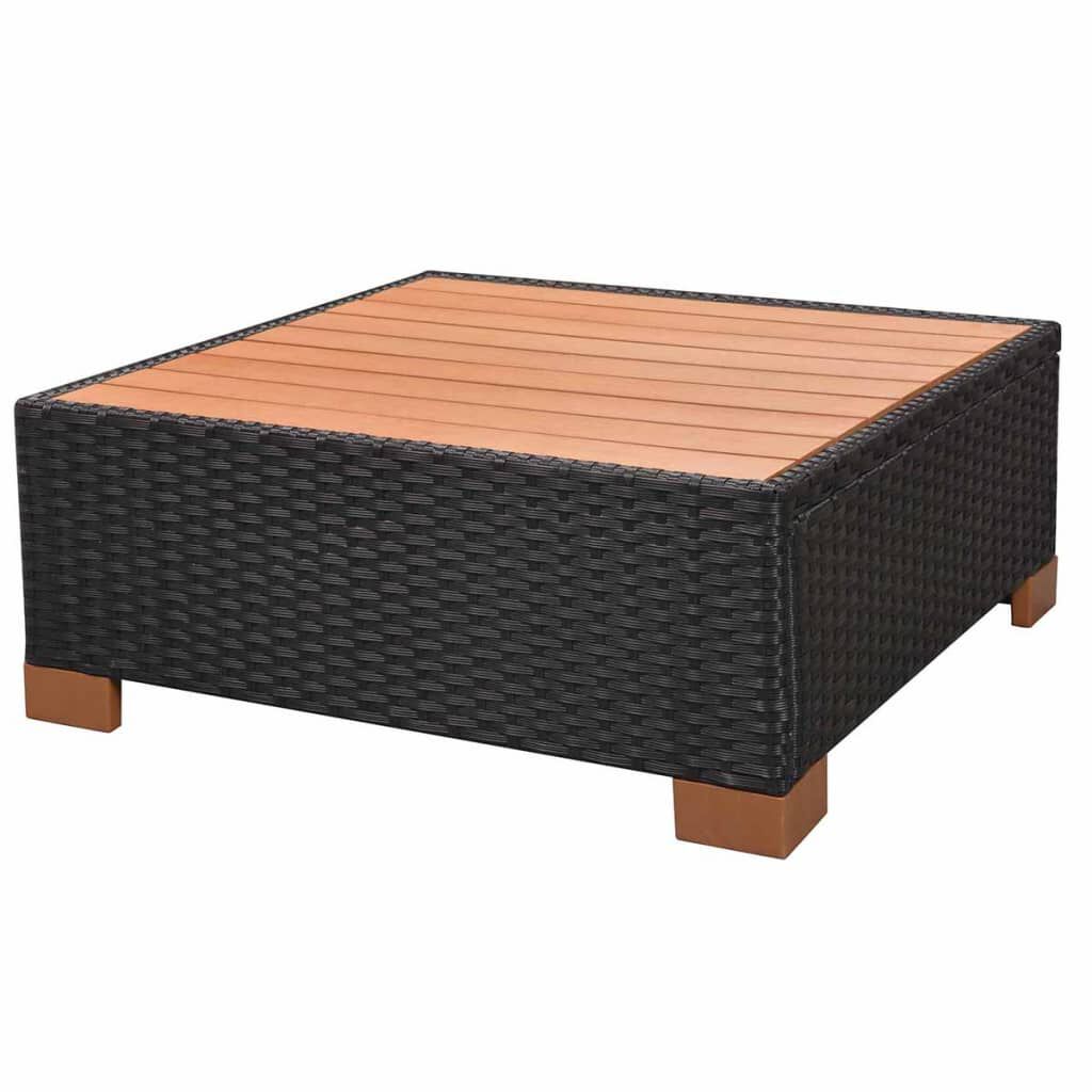 vidaXL 8 Piece Garden Lounge Set with Cushions Poly Rattan Black