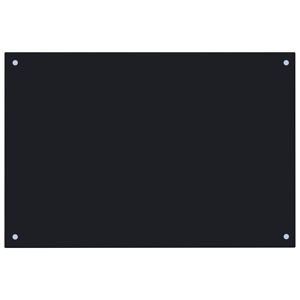 vidaXL Kitchen Backsplash Black 90 x 60 cm Tempered Glass