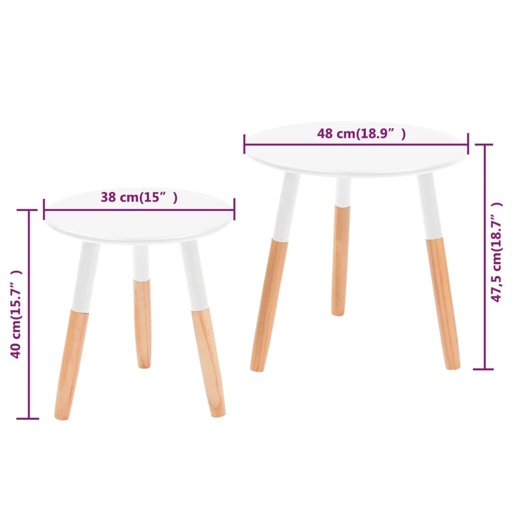 vidaXL Side Table Set 2 Pieces Solid Pinewood White