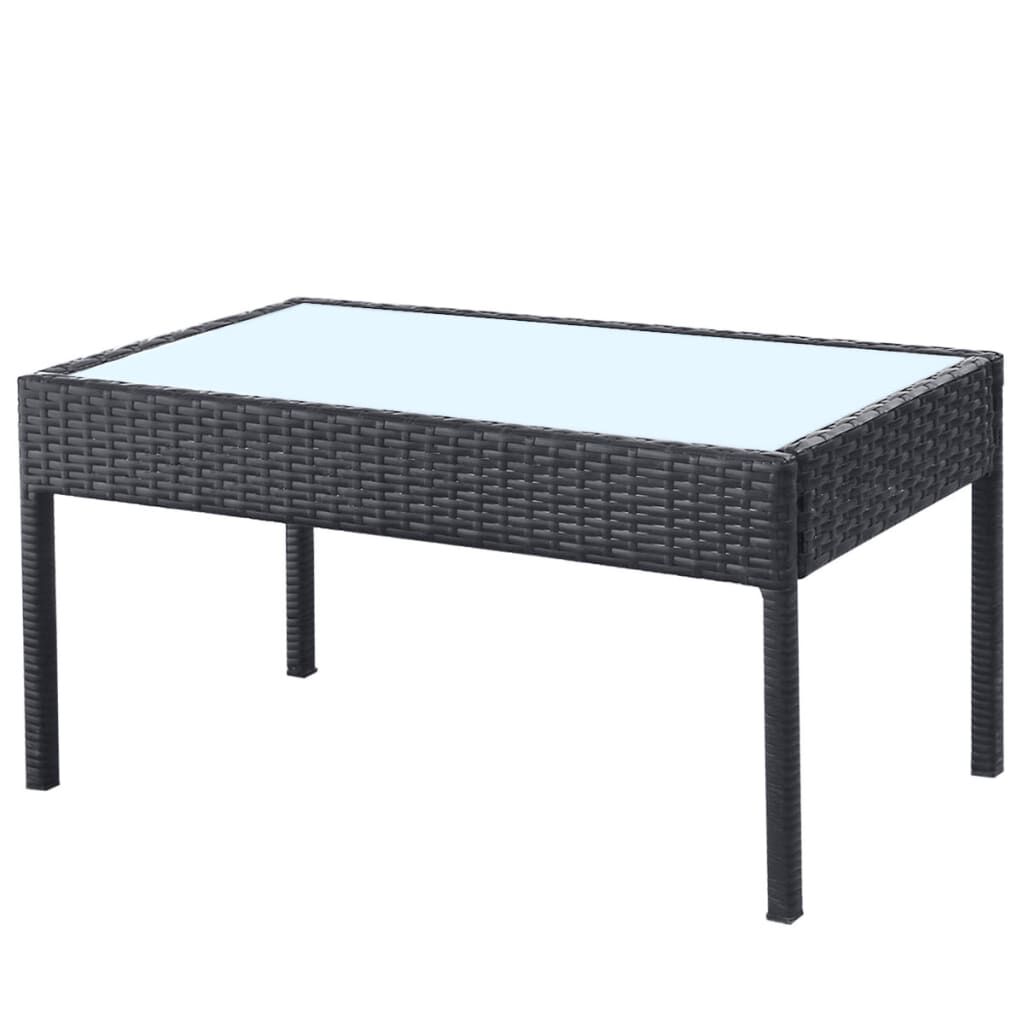 vidaXL 4 Piece Garden Lounge Set with Cushions Poly Rattan Black
