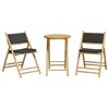 vidaXL 3 Piece Folding Bistro Set with Dark Grey Cushions Bamboo