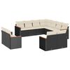 vidaXL 11 Piece Garden Sofa Set with Cushions Black Poly Rattan