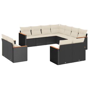 vidaXL 11 Piece Garden Sofa Set with Cushions Black Poly Rattan