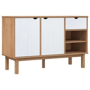 vidaXL Sideboard OTTA Brown and White 114x43x73.5 cm Solid Wood Pine