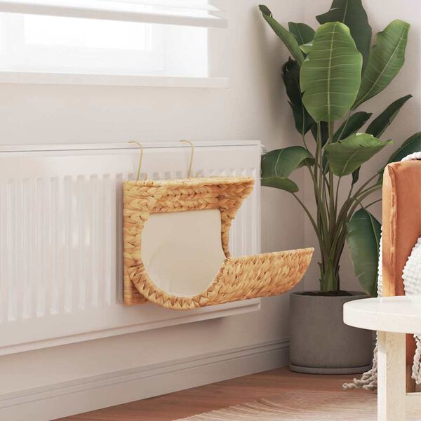vidaXL Cat Bed with Cushion Water Hyacinth 37x20x20 cm