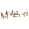 vidaXL 5 Piece Garden Lounge Set with Cream White Cushions Bamboo
