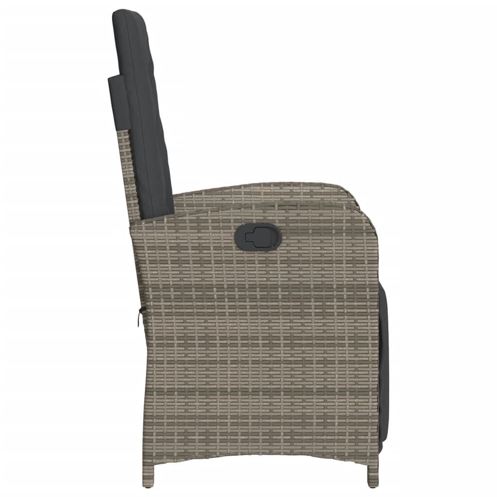 vidaXL 3 Piece Bistro Set with Cushions Grey Poly Rattan