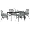 vidaXL Garden Dining Set with Cushion 5 pcs Grey Poly Rattan