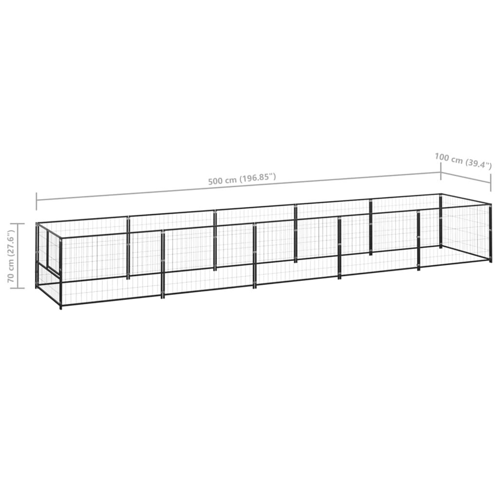 vidaXL Dog Kennel Black 5 m² Steel