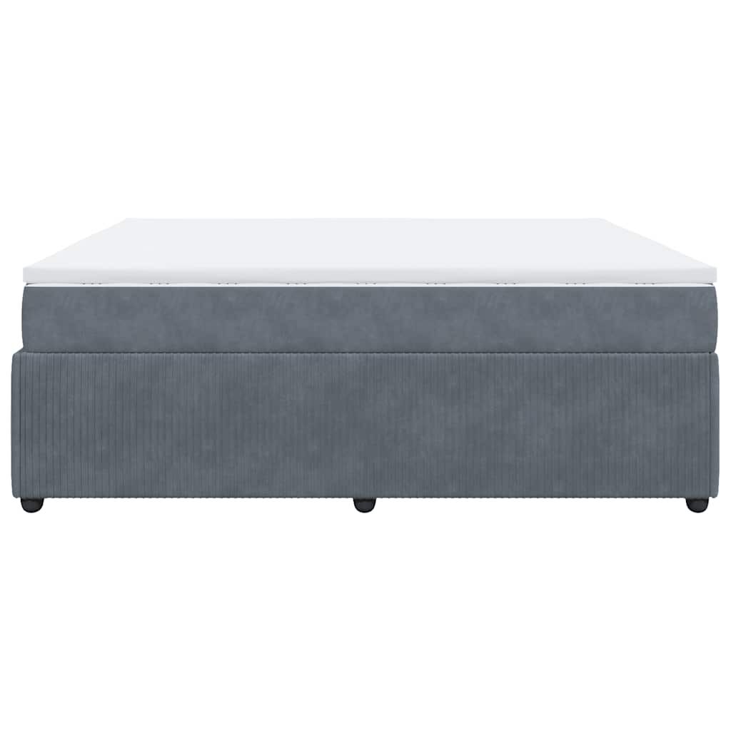 vidaXL Box Spring Bed with Mattress Dark Grey King Velvet