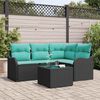 vidaXL Garden Sofa Set with Cushion 5 pcs Black Poly rattan