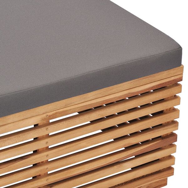 vidaXL Garden Table and Footrest Set&Dark Grey Cushion Solid Teak Wood