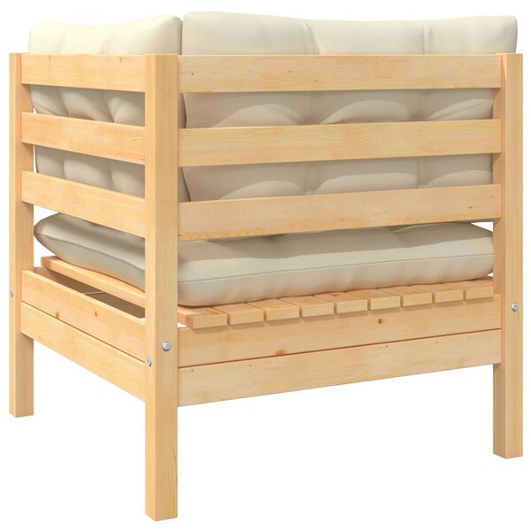 vidaXL 2-Seater Garden Sofa with Cream Cushions Solid Pinewood