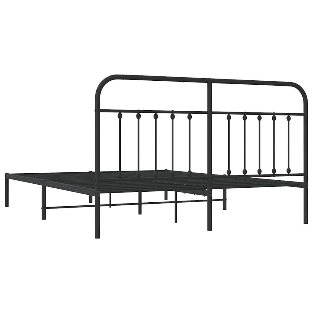 vidaXL Metal Bed Frame without Mattress with Headboard Black 183x213cm