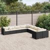 vidaXL 10 Piece Garden Sofa Set with Cushions Black Poly Rattan