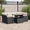 vidaXL 7 Piece Garden Sofa Set with Cushions Black Poly Rattan