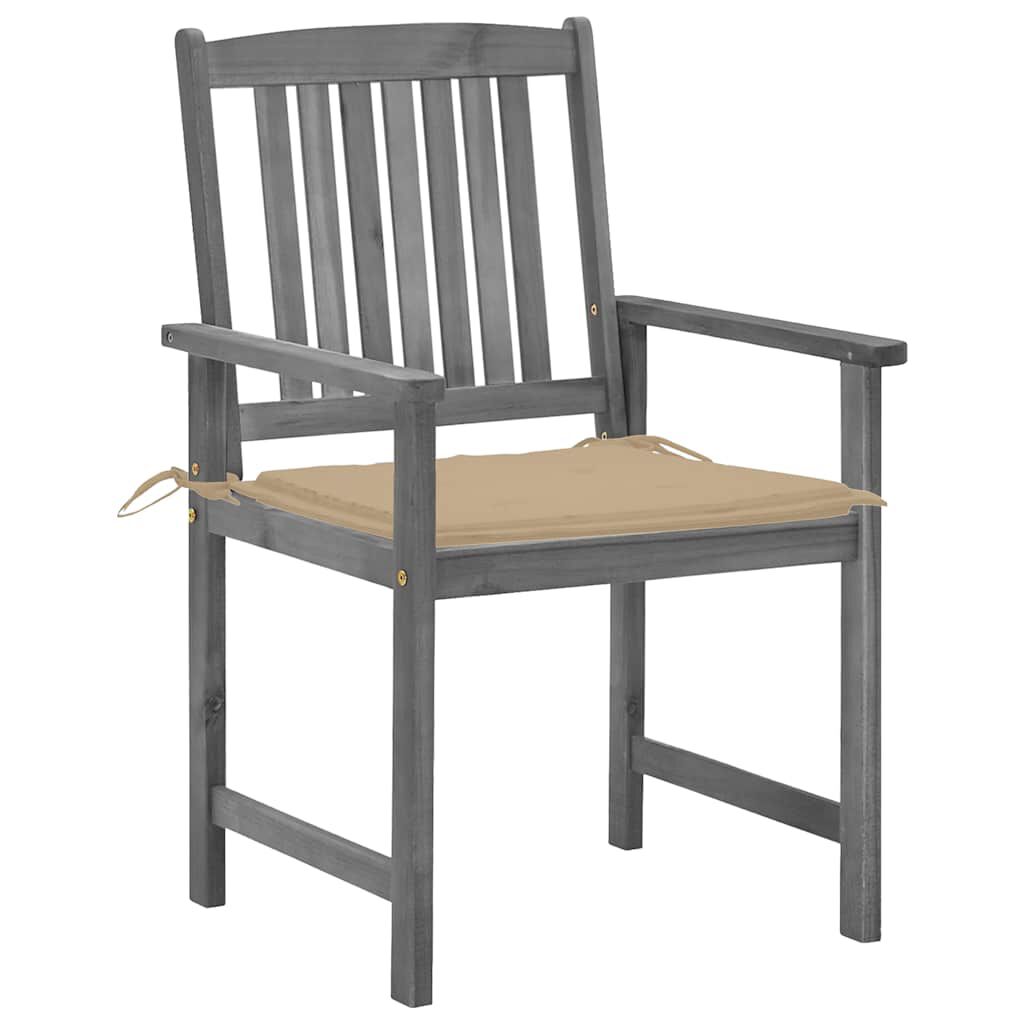vidaXL Garden Chairs with Cushions 4 pcs Grey Solid Acacia Wood