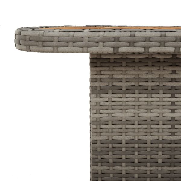 vidaXL Garden Table Grey 80x80x71 cm Poly Rattan and Acacia Wood