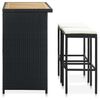 vidaXL 3 Piece Bar Set Poly Rattan Black
