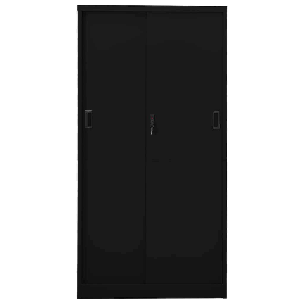 vidaXL Office Cabinet with Sliding Door Black 90x40x180 cm Steel
