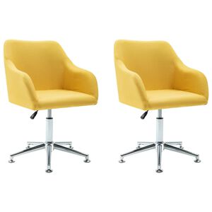 vidaXL Swivel Dining Chairs 2 pcs Yellow Fabric
