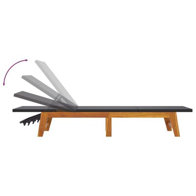 vidaXL Sun Loungers 2 pcs Black and Brown Poly Rattan&Solid Wood Acacia