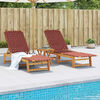 vidaXL Sun Loungers 2 pcs Red Solid Wood Acacia and Fabric