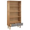vidaXL Bookcase OTTA with 2 Drawers Brown and Grey Solid Wood Pine
