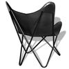 vidaXL Butterfly Chair Black Real Leather