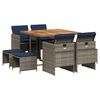 vidaXL 9 Piece Garden Dining Set with Cushions Grey Poly Rattan
