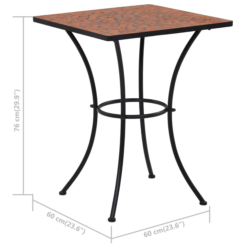vidaXL 3 Piece Mosaic Bistro Set Ceramic Tile Terracotta