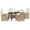 vidaXL Garden Dining Set with Cushion 5 pcs Beige Poly Rattan