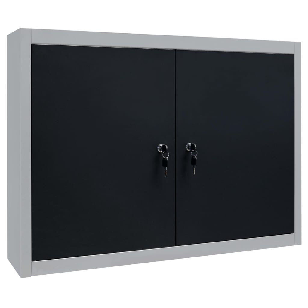 vidaXL Wall Mounted Tool Cabinet Industrial Style Metal Grey and Black