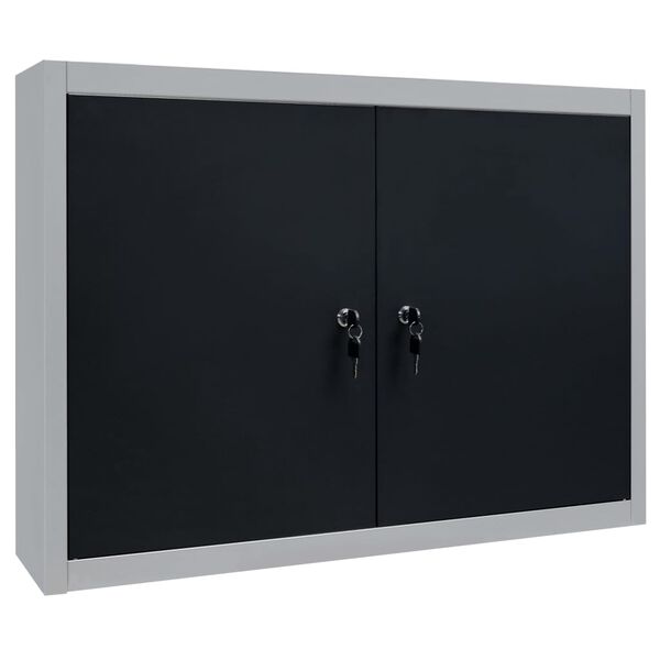vidaXL Wall Mounted Tool Cabinet Industrial Style Metal Grey and Black