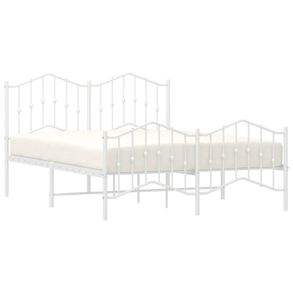 vidaXL Metal Bed Frame without Mattress with Footboard White 150x200cm
