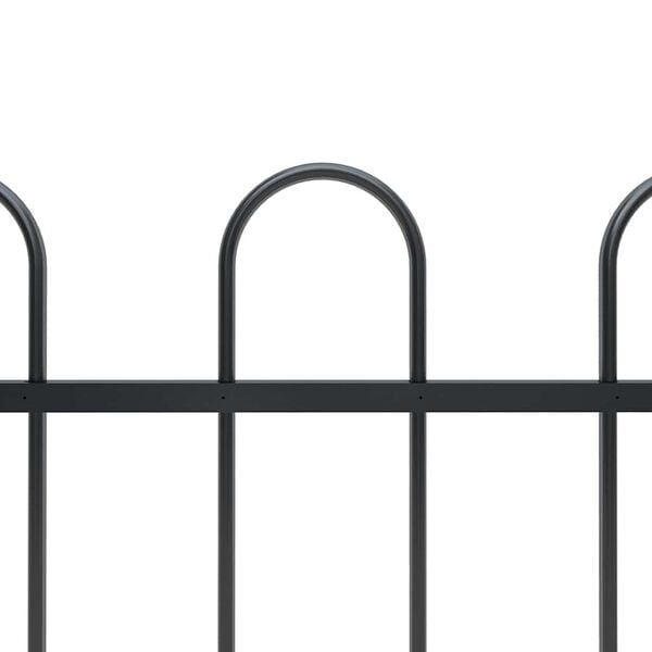 vidaXL Garden Fence with Hoop Top Steel 1781.5x100 cm Black