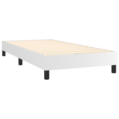 vidaXL Box Spring Bed with Mattress White 100x190 cm Twin Faux Leather