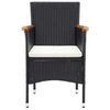 vidaXL 5 Piece Garden Dining Set with Cushions Poly Rattan Black