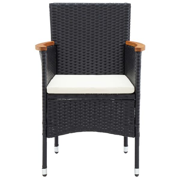 vidaXL 5 Piece Garden Dining Set with Cushions Poly Rattan Black