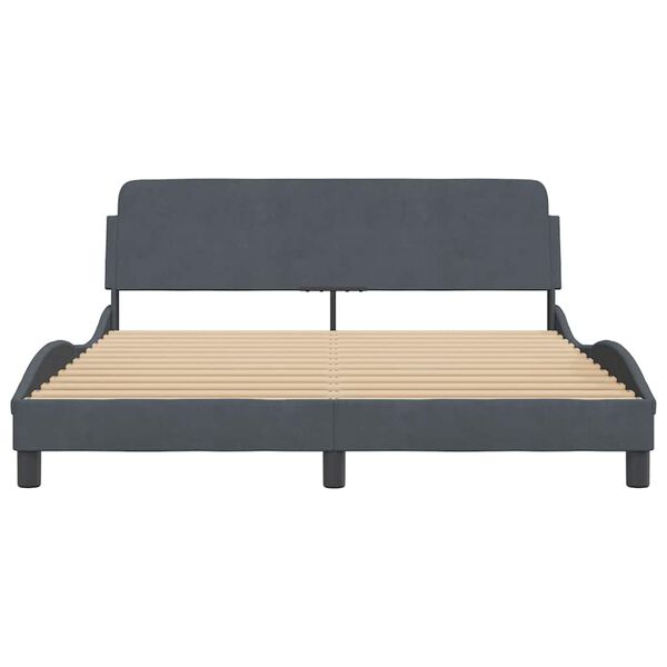 vidaXL Bed Frame "Dover" Dark Grey 152x203 cm Queen Velvet