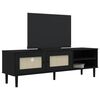 vidaXL TV Cabinet SENJA Rattan Look Black 158x40x49cm Solid Wood Pine