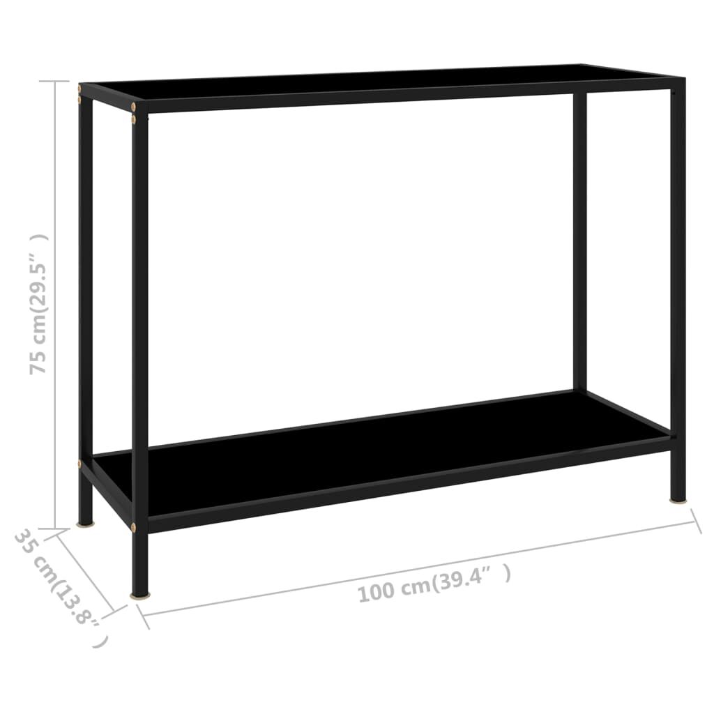 vidaXL Console Table Black 100x35x75 cm Tempered Glass