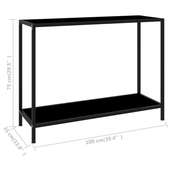 vidaXL Console Table Black 100x35x75 cm Tempered Glass