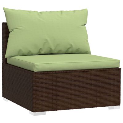 vidaXL 6 Piece Garden Lounge Set with Cushions Poly Rattan Brown